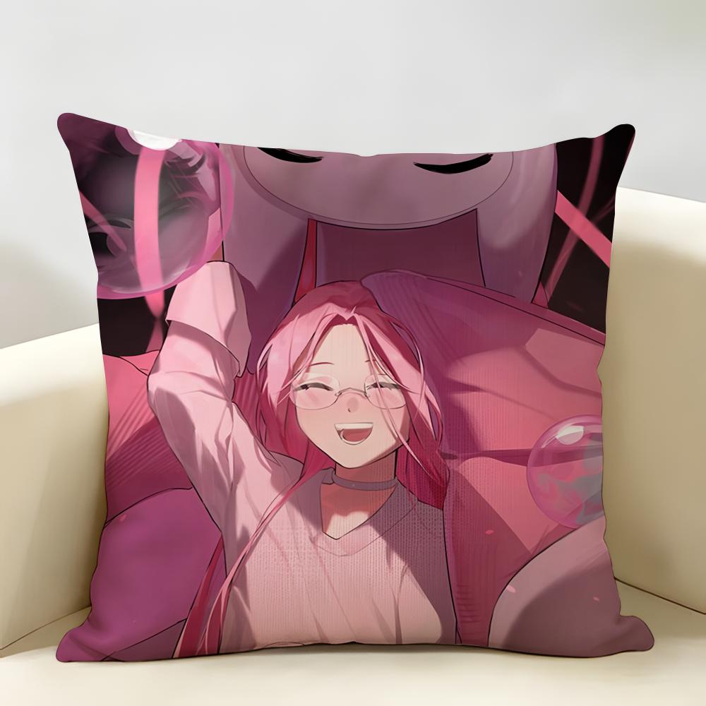Alien Stage Mizi Anime Girl Pink Cushion Cover Natural Linen Organic Fabric DoubleSided Printing Room Sofa Decor Pillow Case