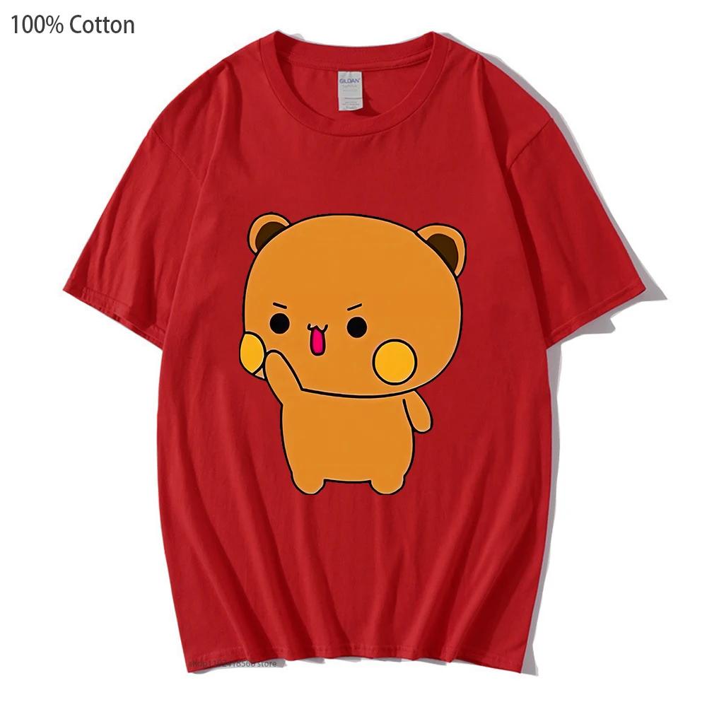 Couple T-Shirts Bubu with Dudu T-Shirts Cartoon Cute Panda and Brownie Bear Tshirt Men Women Cotton Shirt Kawaii Top