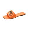 Fashion Wide Fit Slip-On Metal Chain Decor Slides For Women, Breathable Open-Toe Summer Casual Sandals With Adjustable Strap