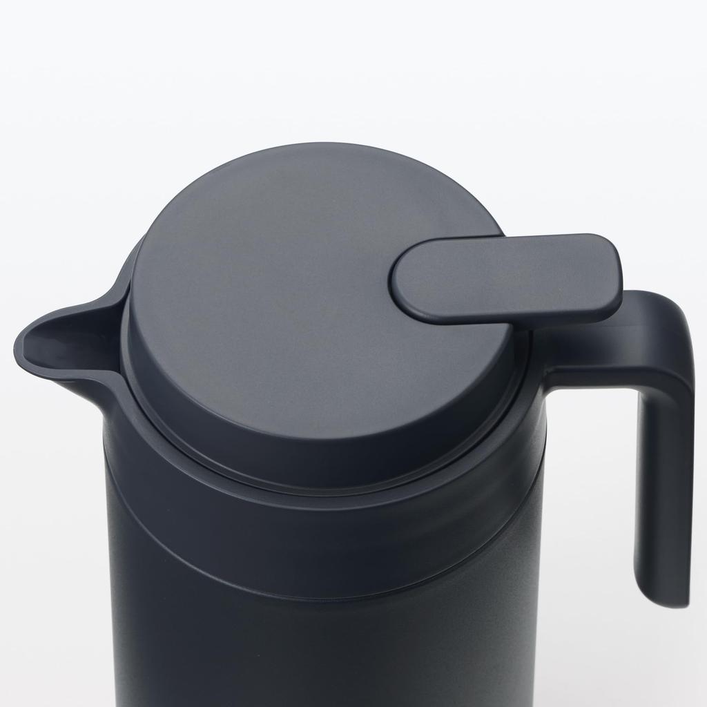 MUJI Insulated Tabletop 84334566 Wide-Mouth, Easy-to-Wash Pot, Black, 1.3L,