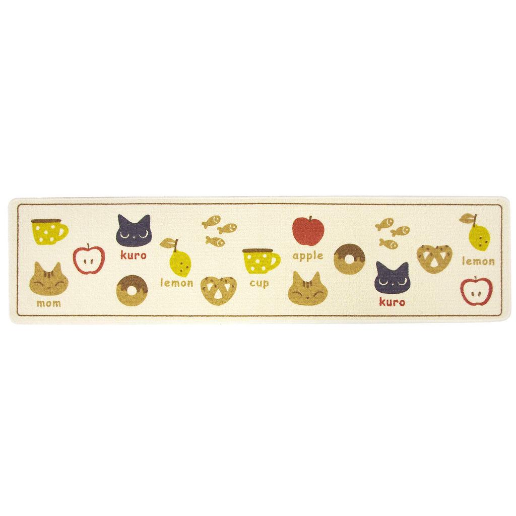 OKA Kuroneko Kitchen 45cm x 180cm in 4548622624243 Mat, Approx. (Made Japan), Brown,