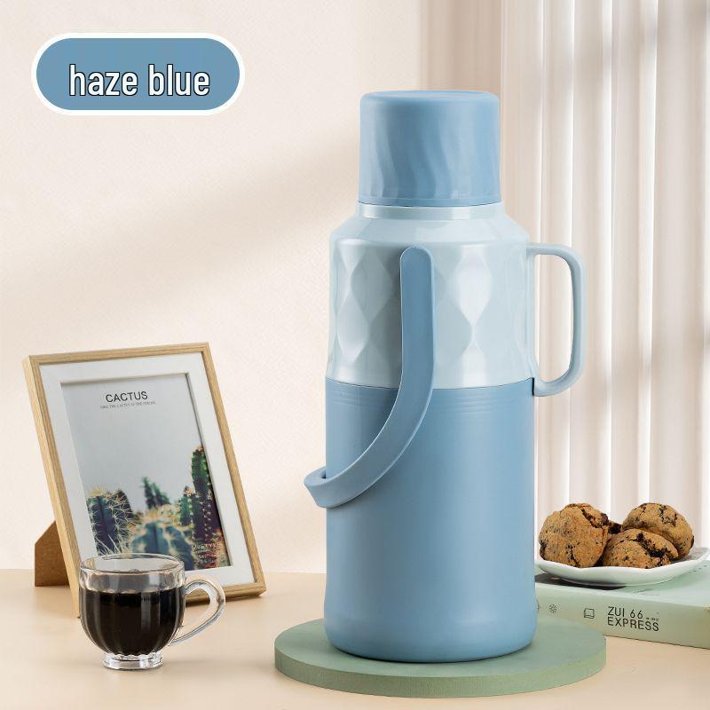 

Large Capacity Household Thermos Flask with Glass Inner Liner - Plastic Kettle for Boiling Water, Ideal for Students With Silicone Stopper