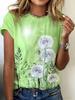 2026 New Women 3D Dandelion Graphics Print T-Shirts Fashion Casual Clothes Short Sleeves Top Summer Tees O-Neck Women's Clothing
