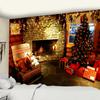 Home Decoration Christmas Tapestry Christmas Tree and Fireplace Home Printing Wall Hanging Background Fabric Tapeçaria De Natal