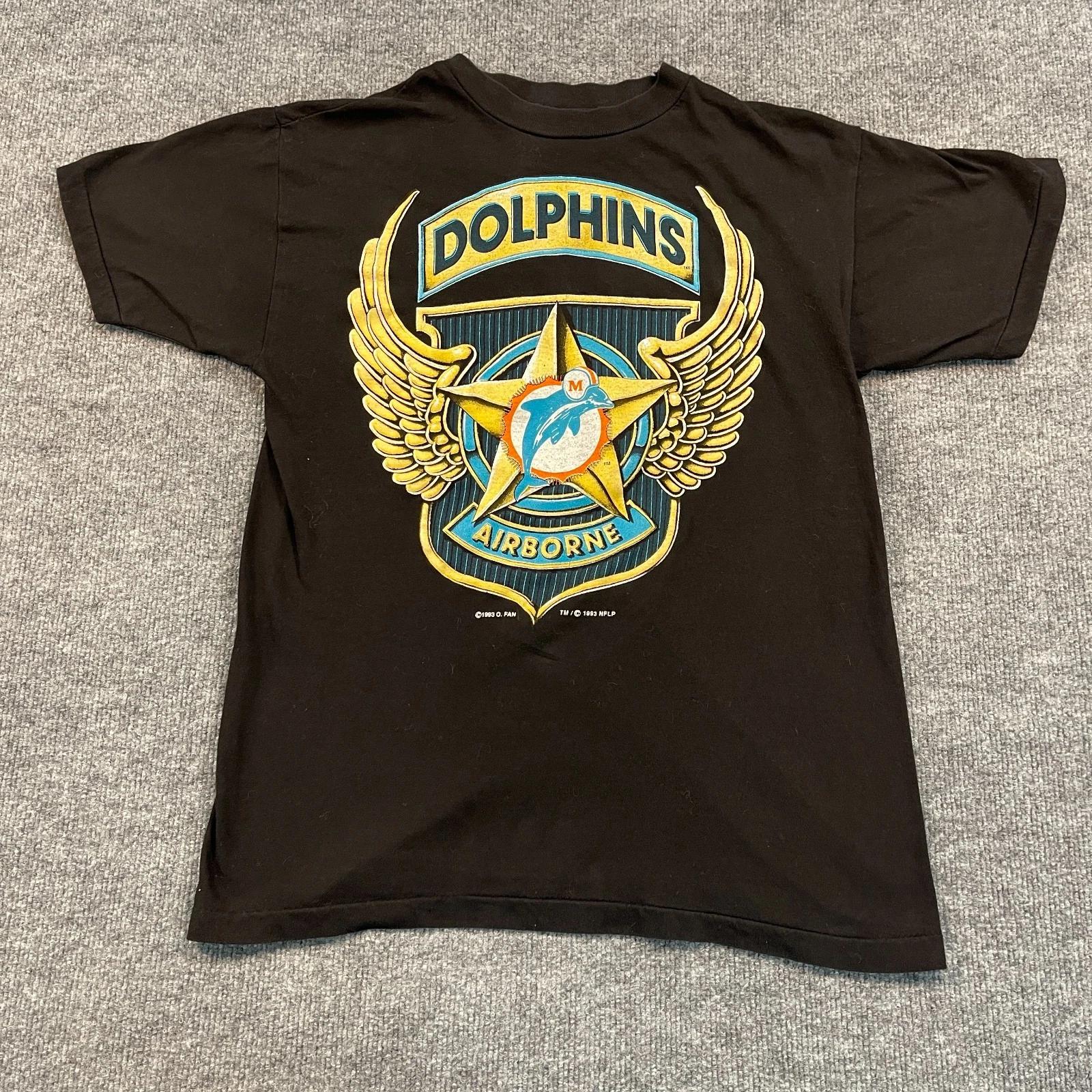 

Vintage 1993 Miami-Dolphins Airborne Shirt Medium 19x27 Black XL