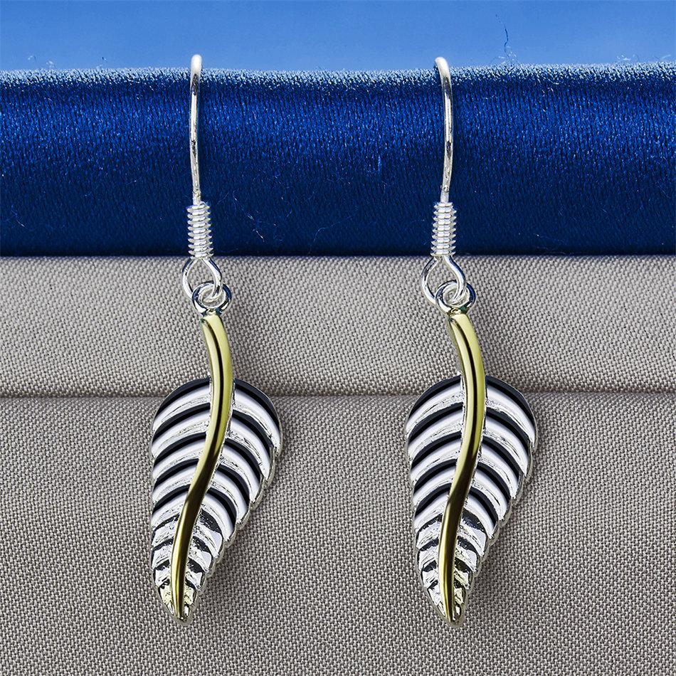 Stylish 925 Sterling Silver Feather Earrings for Women - Charming Wedding Party Gift Accessories