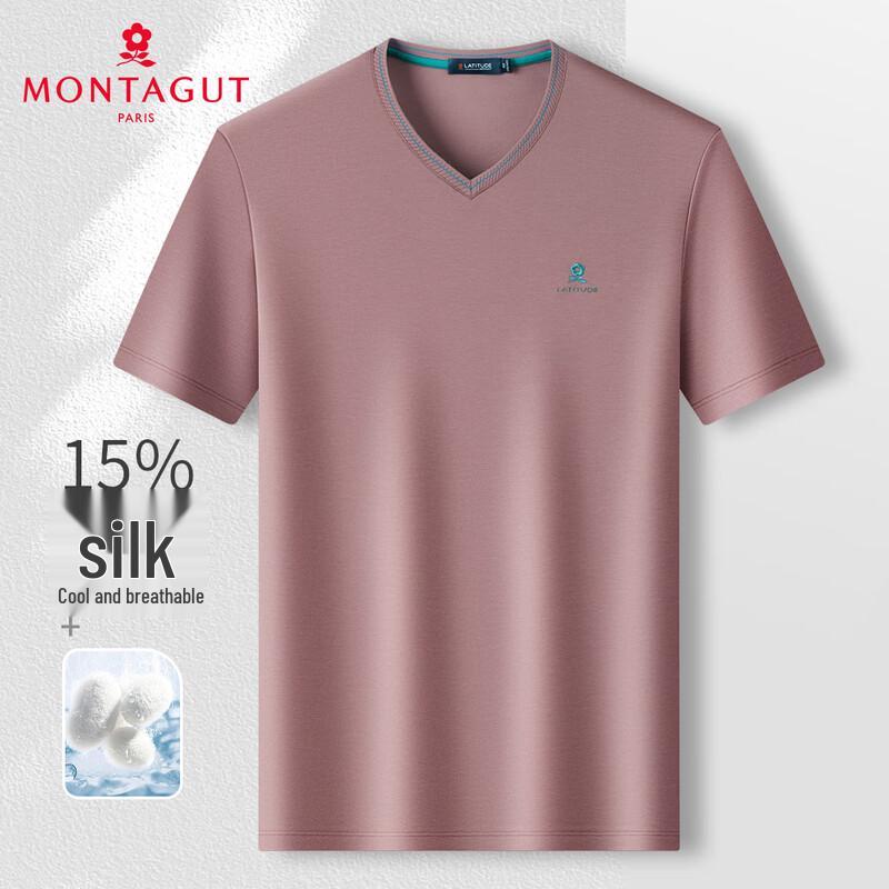 MONTAGUT Men s V-Neck Ice Silk Blend T-Shirt 48