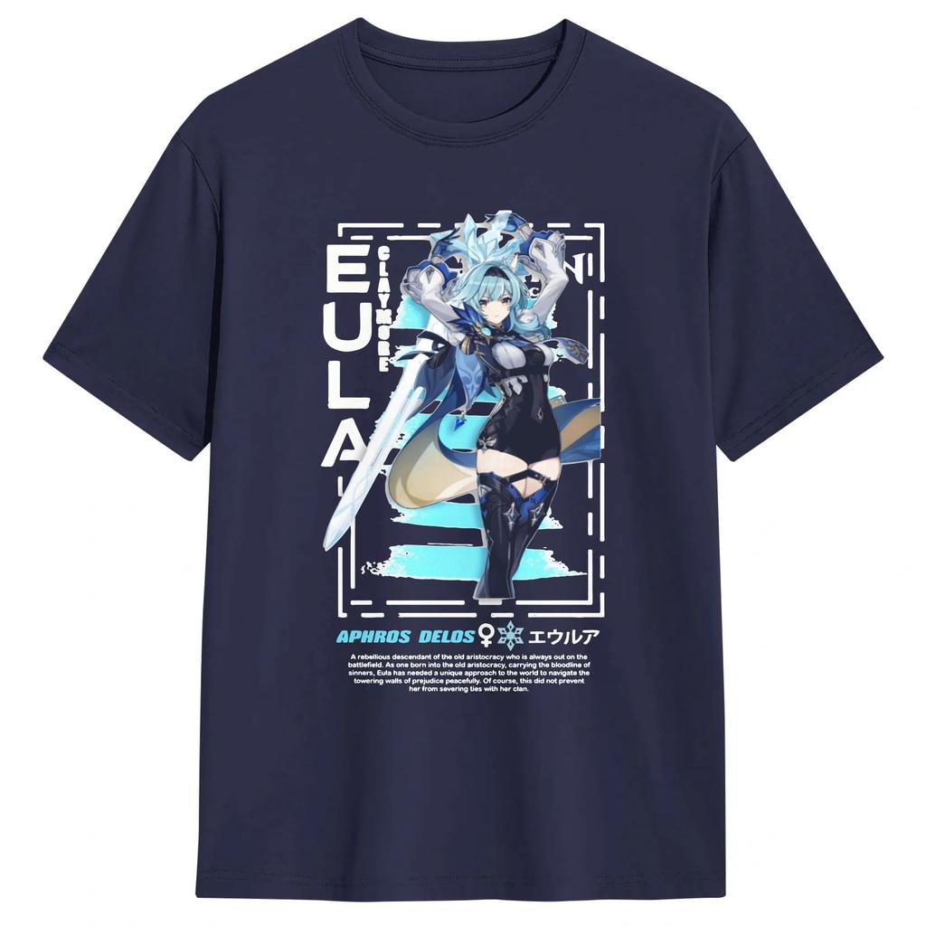 Diluc Genshin Impact Anime Game Tshirt Unisexs Cotton Clothing Fashion Round Neck Short Sleeve