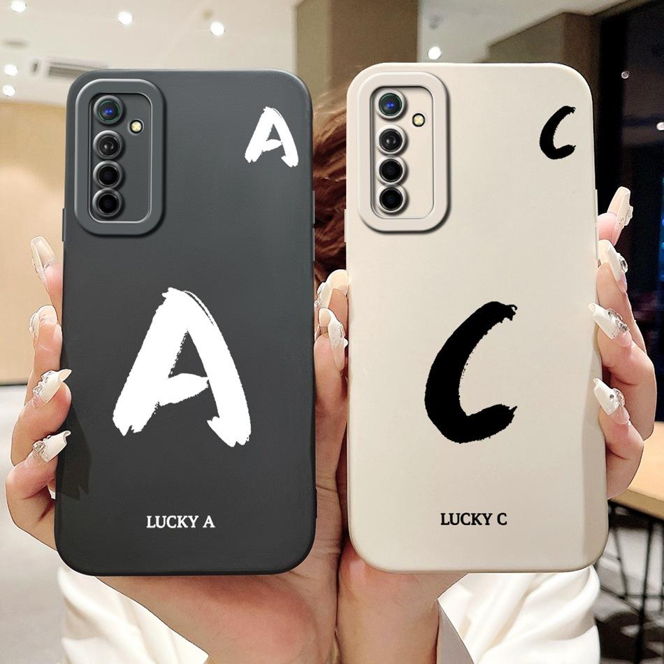 For Realme X2 XT Lucky Initial Letter Phone Case For Realme XT X2 Soft Silicone Shockproof Cases