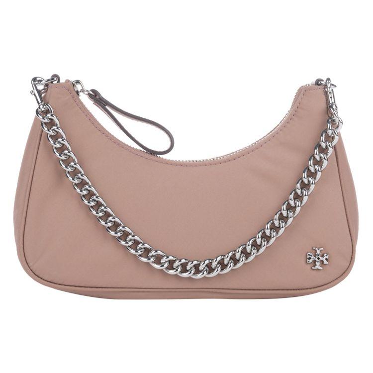 

Tory Burch Mercer Nylon Chain Shoulder Bag Women Shoulder Bag Silver Lotus-Pink 88885-500 Basic Set (Bag+Dust Bag)
