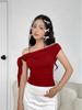 Women's Asymmetrical Off-the-Shoulder Solid Color Summer Top