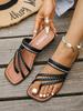 Summer New Women's European and American Sandals Flat-soled Slippers Woven Sandals Foreign Trade Independent Station Large Size Women's Shoes