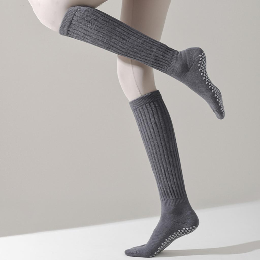 1 Pair Women Winter Yoga Socks Compression Yoga Socks Silicone Bottom Long-tube High Elasticity Wrapping Anti-slip Socks Warmth Stockings