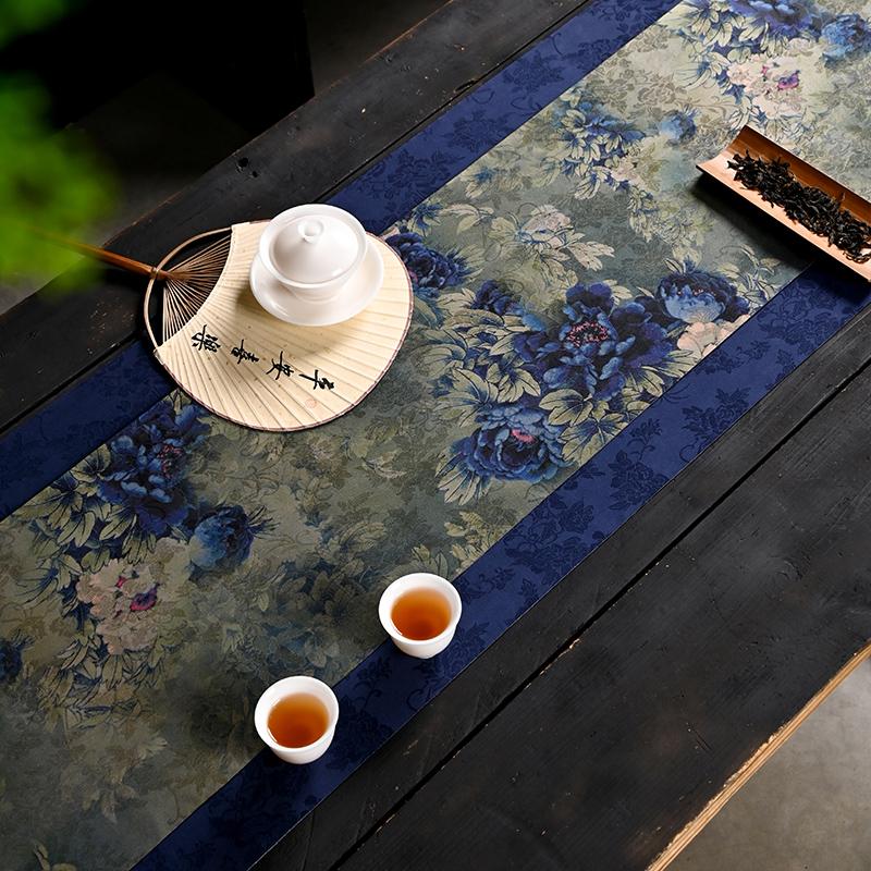 Tea Mat Waterproof and Non-slip Tea Mat Light Luxury High-end Handmade Zen Table Flag New Chinese Table Fabric Tea Flag