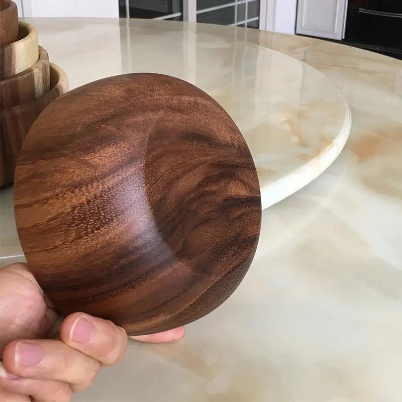 Salátová mísa z akáciového dřeva - Kruhový a kreativní design, Vyrobena z celého dřeva, Ideální pro servírování