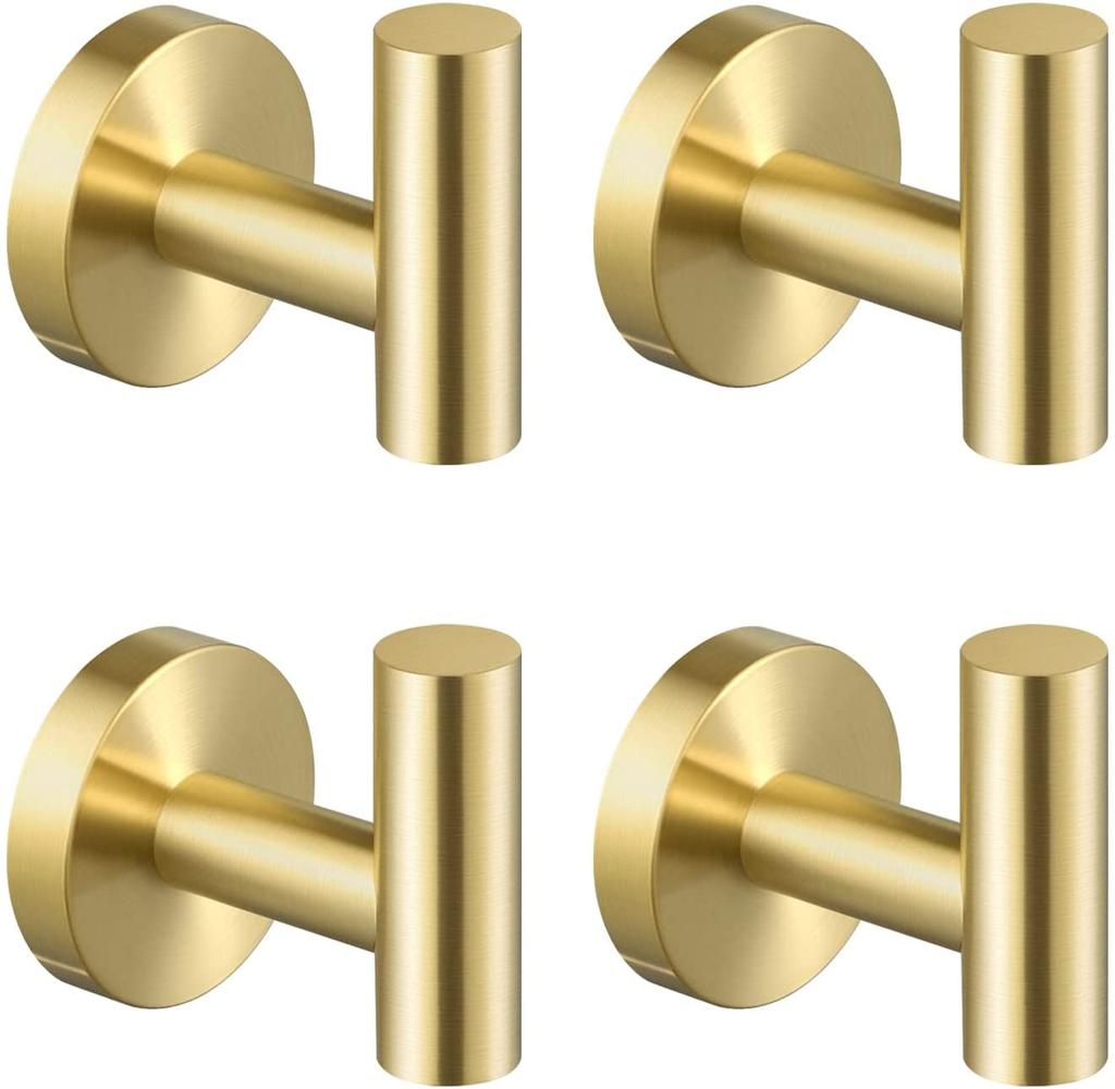 High Quality 4 PCS Set Heavy Duty Decorative Wall Hooks Rustproof Bathroom Towel Hook Stainless Steel Hat Coat Hook