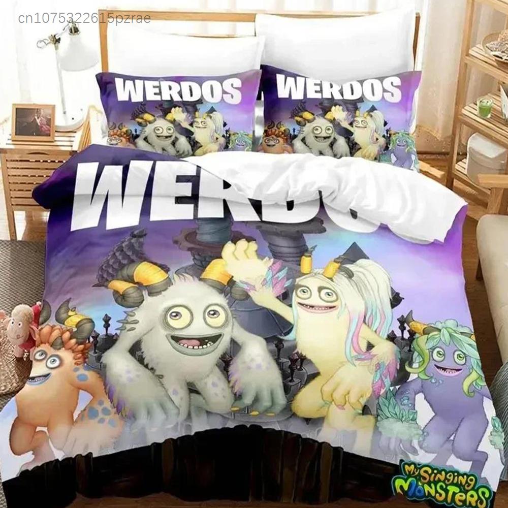 Game My Singing Monsters Bedding Set Printed Bed Set With Pillowcase Duvet Cover Soft Queen King Size Bedclothes Home Boys Adult