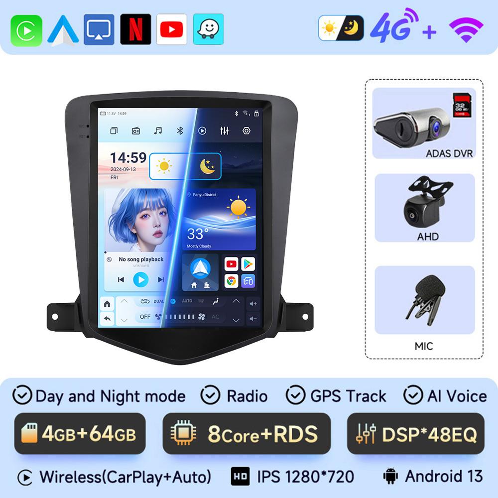 JIUYIN 9.7" Android 13 Car Radio for Chevrolet Cruze J300 2008-2012 Multimedia Player GPS 2din Carplay Auto Stereo DVD Head Unit