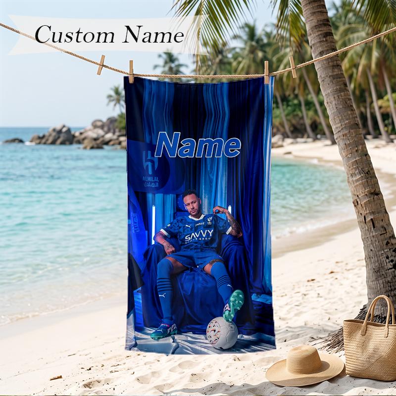 Neymar Custom Name Printed Beach Towel Personalized Soft Towel For Swimming Beach Travel