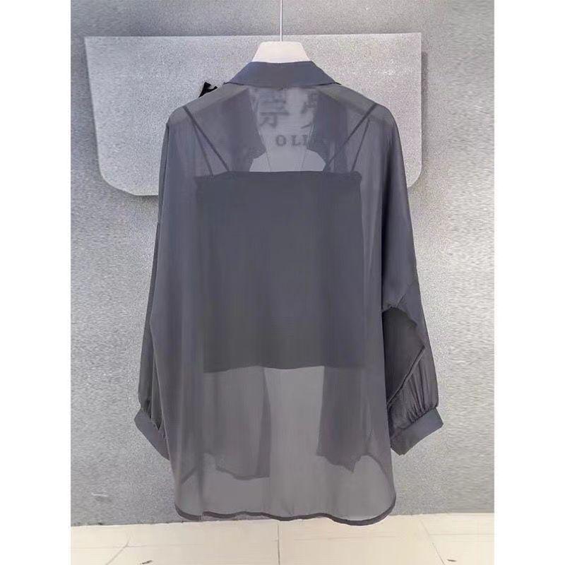 Pearlescent Chiffon Sun Protection Cardigan - Women's Long Sleeve Loose Fit