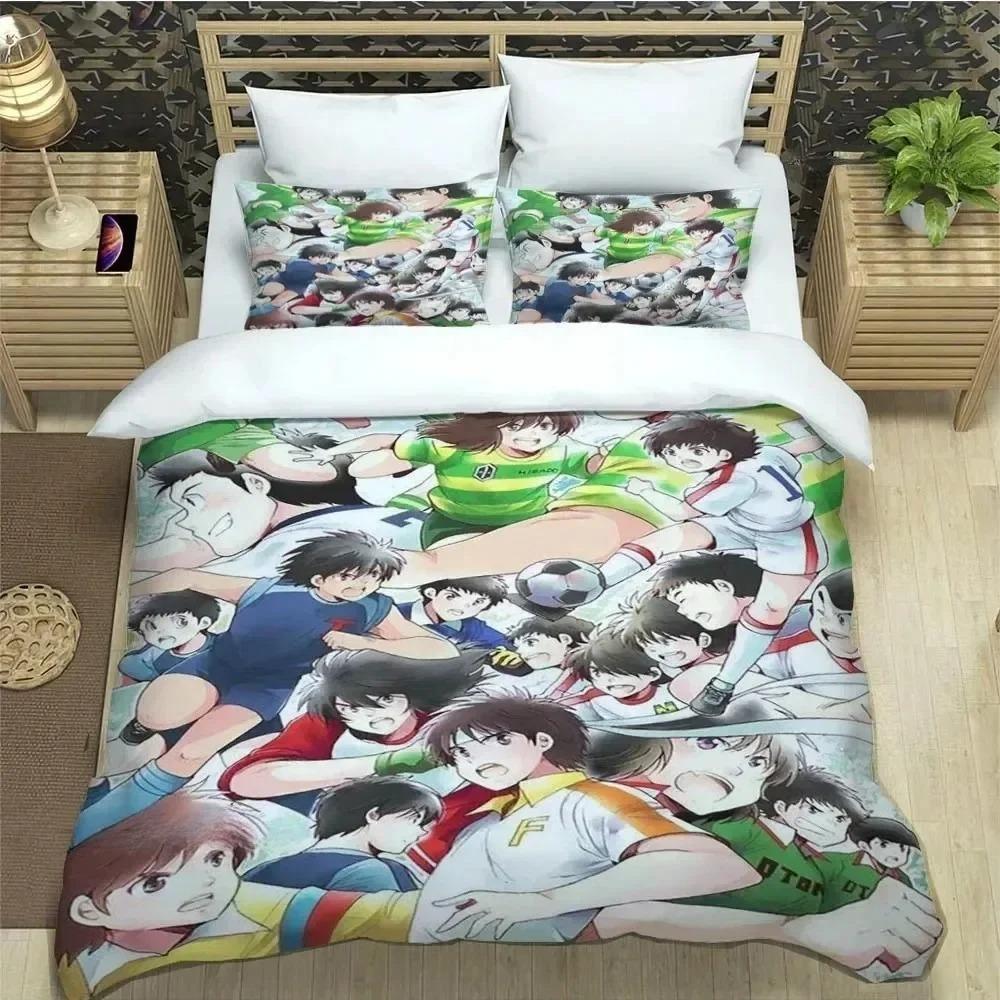 Cartoon Captain Tsubasa Duvet Cover Pillowcase Bedding Set for Kids Girl Boys Bedroom Gift Single Double Large Size