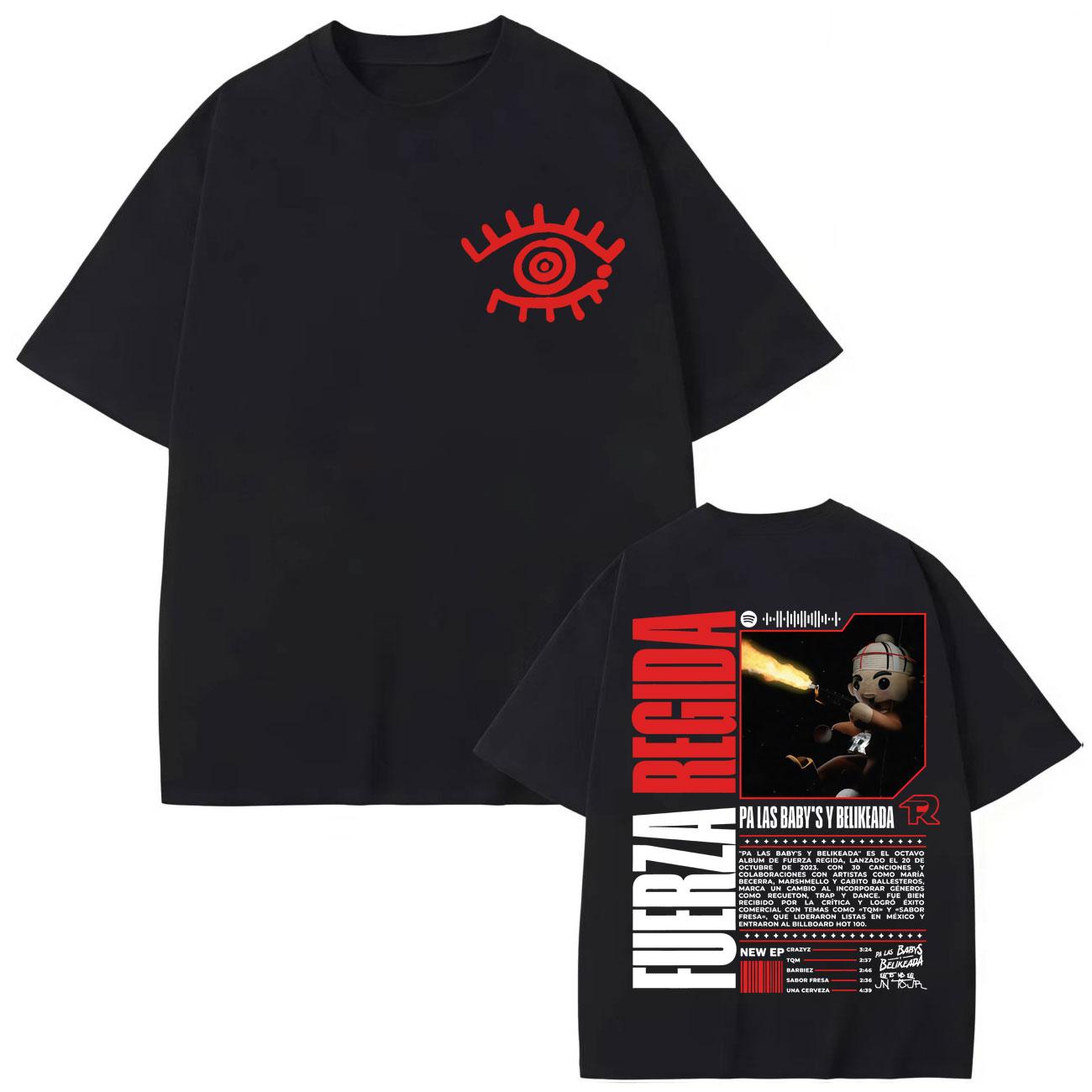 

Fuerza Regida Album Merch T-shirts Men Women High Quality Fashion Oversized T-shirt Summer Cotton Short Sleeve T Shirts S