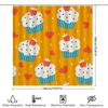 Cute Cupcake Shower Curtain Bathroom Decor With Strawberry Pattern For Kids Room Yellow Color (180X240Cm)