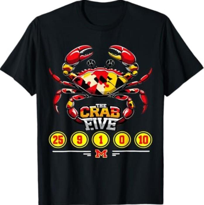 The Crab Five Crab Flag Maryland Tee Shirt Unisex T-Shirt S
