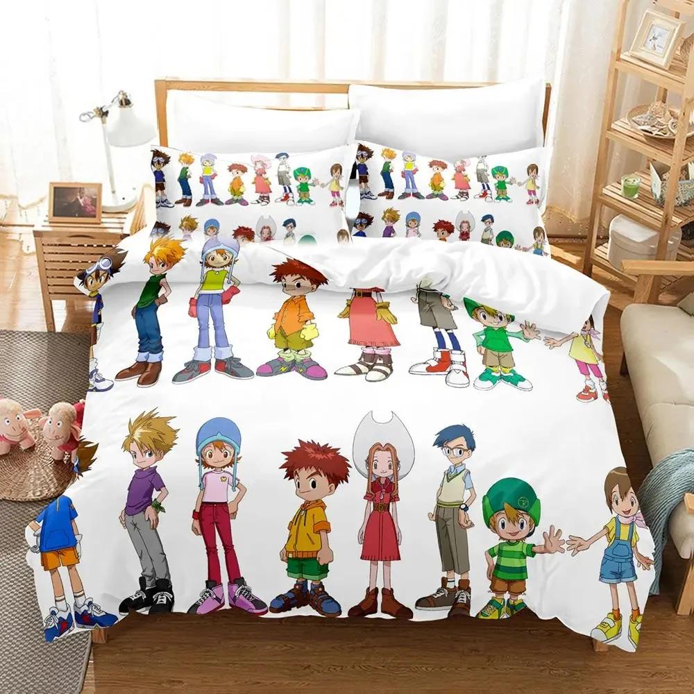 

Одеяло 3D-печать Аниме Digimon Adventure Комплект постельного белья Постельный комплект Одеяло Размер King Queen Мальчики Взрослый Comforter (quilt)-EU Single(135*200cm)3pcs