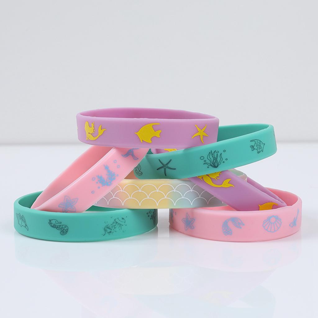 8 stücke Meerjungfrau Silikon Armbänder Geburtstag Party Favors Mädchen Jungen Goodies Bag Füllstoff Unter Dem Meer Armband Schule Belohnung Geschenke