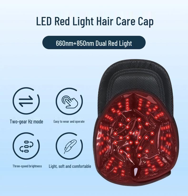 Rechargeable Red LED Hair Growth & Health Cap - 100 LEDs, Three-Speed Adjustment