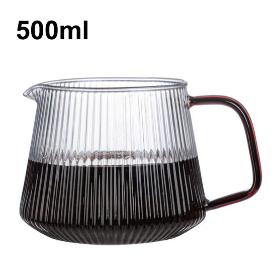 350 мл/500 мл Кофейник V-образный Носик Полосатый Дизайн Стекло Вертикальный Узор Кофейник для Дома 500ML
