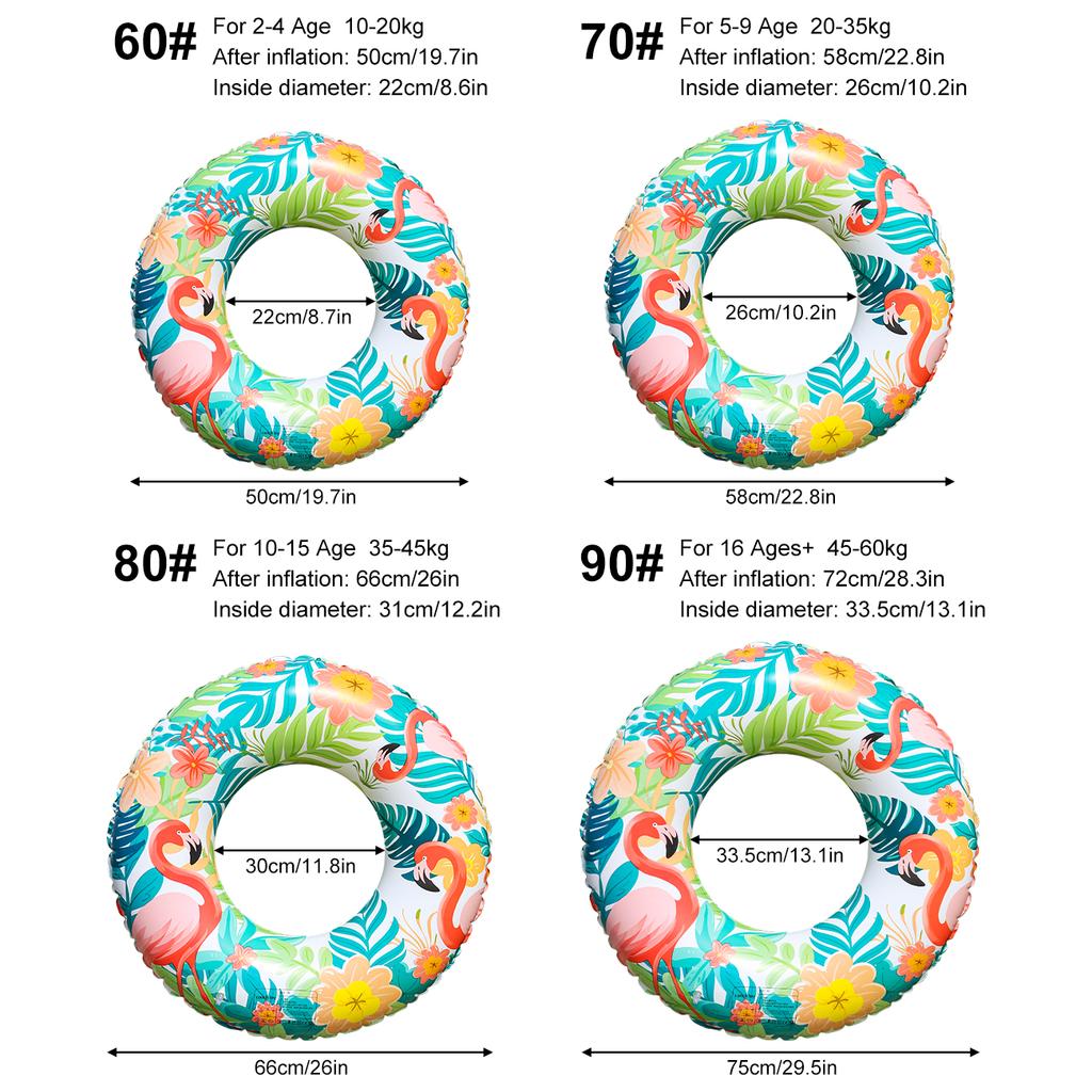 1PC Inflatable Flamingo Pool Ring Tropical Swim Tube Floral Beach Float Raft Adult Summer Water