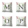 Polyester Pillowcase Green Leaf Decorative Print Pillowcase 26 English Letter Cushion Cover