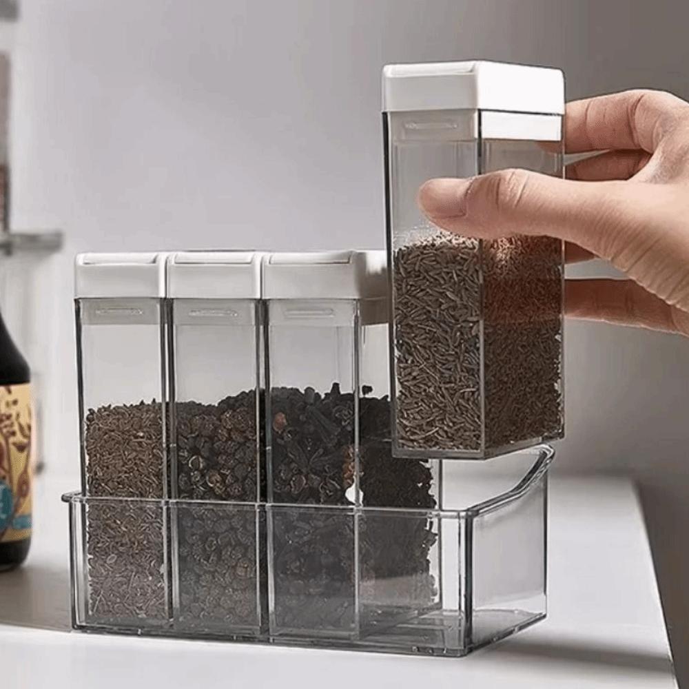 Double Hole Seasoning Condiment Box Clear Seasoning Storage Box Spices Container Set Travel