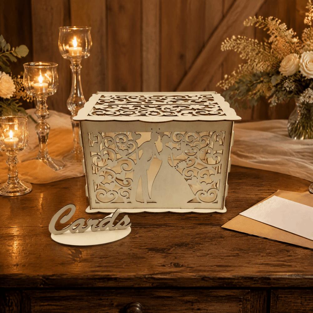 With Lock Wooden Envelope Box 22.5x15x15cm Wooden Money Box DIY DIY Card Box Bridal Shower