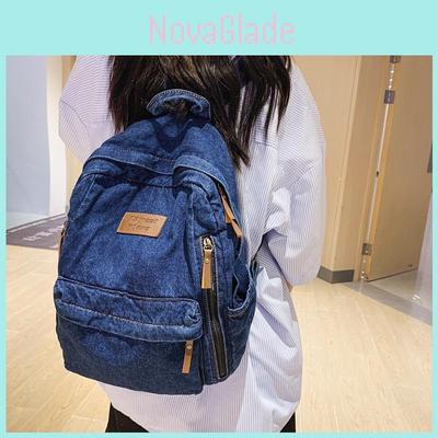 Denim Rucksack für Damen Herren Große Kapazität Reise- und Schultasche Mit Atmungsaktivem Stoff