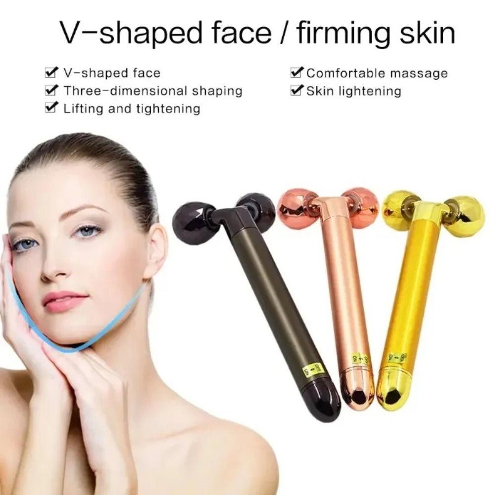 Zinc Alloy Y Shape Facial Massager Dual Roller Design Face Massage Instrument Jaw Contour Care