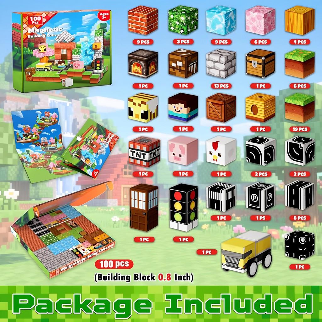 Vehicle Mining Minecraft Adventure Valley Farm Assembly Magnetic Block Set Cube
