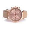 ZooooM Analog Quartz Watch Round Face Faux Leather Strap Chronograph Casual Business Formal Beige ZM-CLWC-BE