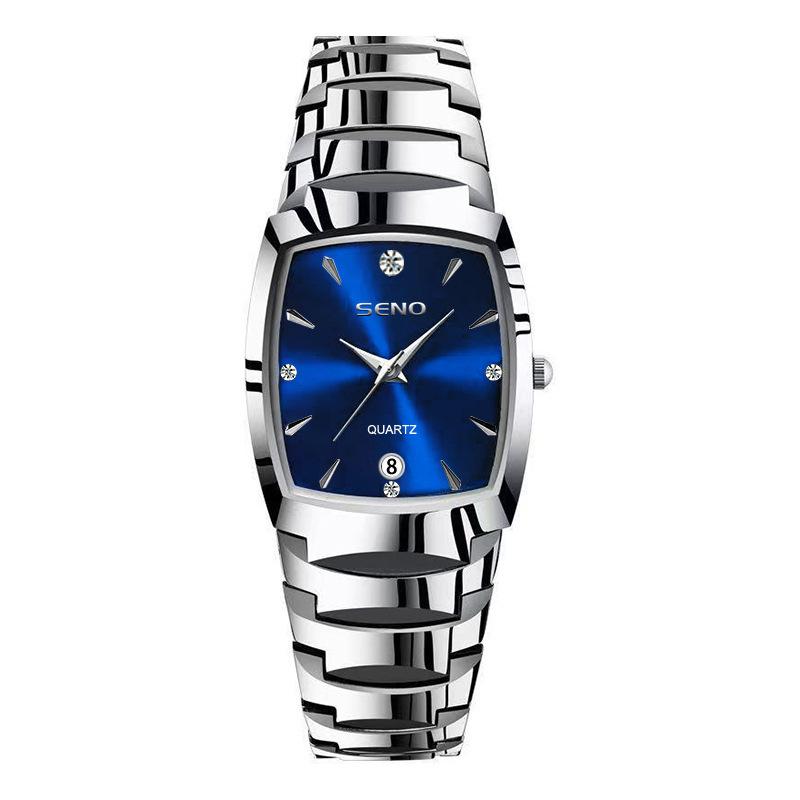 Men's Steel Strap Watch Square Men's Watch Business Waterproof Calendar Quartz Watch