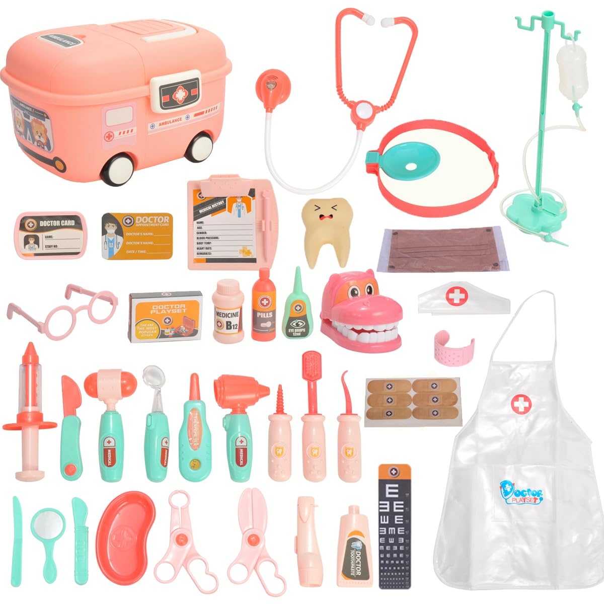 

KeyAngel Doctor Play Роскошный набор игрушек доктора со светом и звуком, стоматолог, развивающая игрушка для детей от 2 лет и для празднования дня рождения, Рождества, в дошкольном возрасте