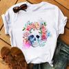 Camiseta De Arte Esttica Feminina De Flores De Caveira Roupas Punk Rock Camiseta Estampada Com Cavaleiro Roupas Fitness Vero 2020