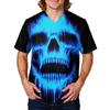 Men's Halloween Printed V-Neck Short Sleeve Scrub Top with Pocket