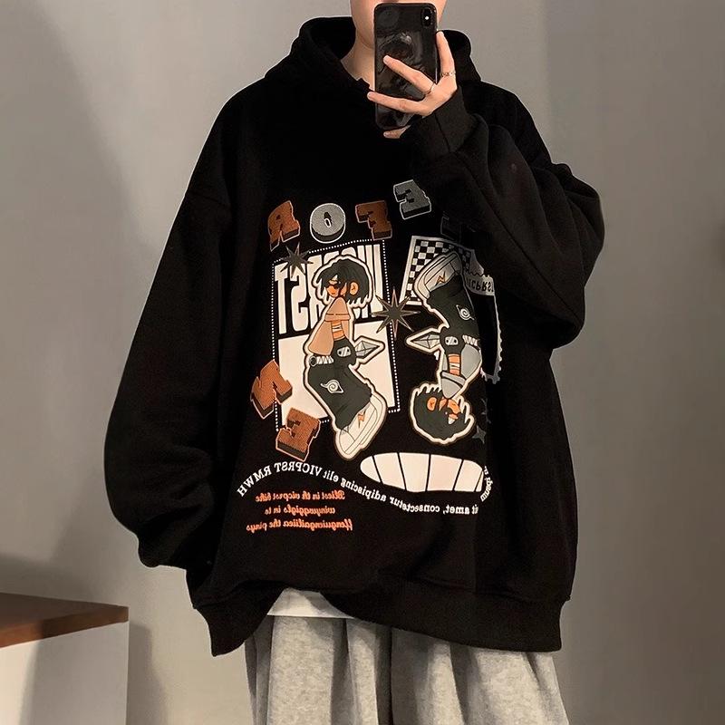 Men's Oversize Heavyweight Hoodie - Autumn/Winter Hip-Hop Style with Thickened Velvet