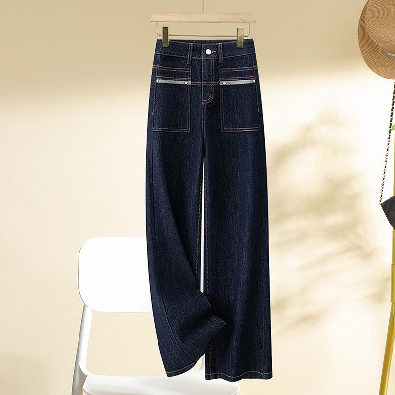 Ancola Women's 2024 Slim Red High-Waisted Straight-Leg Jeans: Casual Tencel Cotton for Spring and Autumn