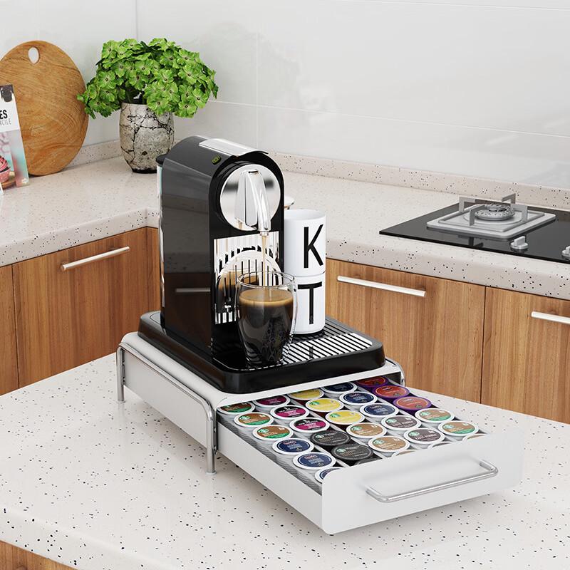 Rotatable Coffee Capsule Storage Rack with Drawer