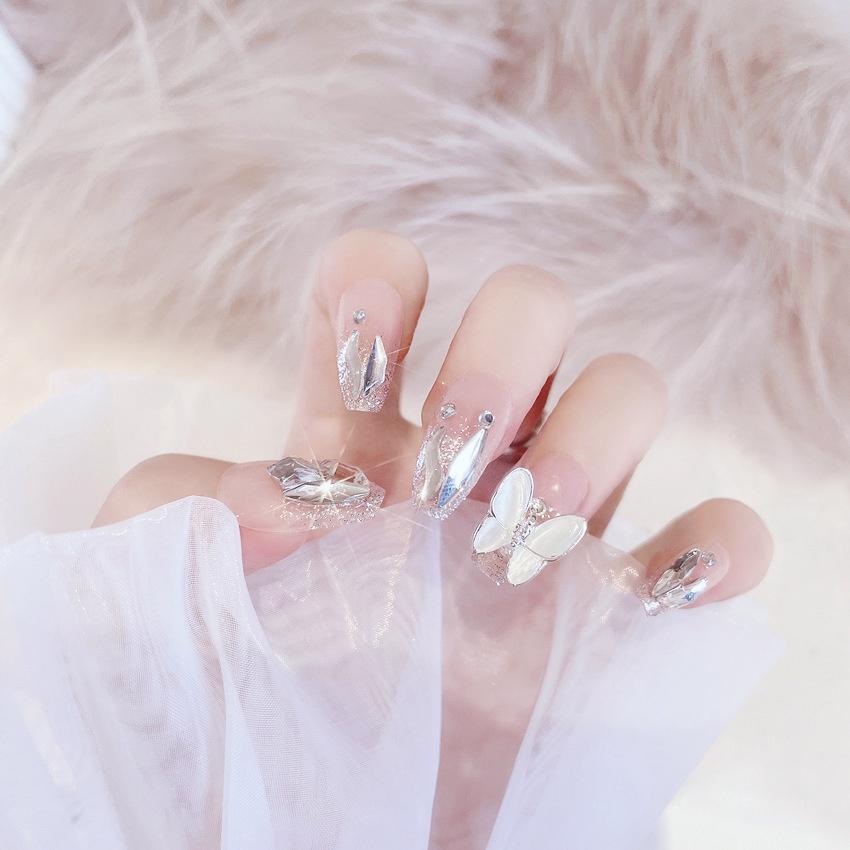 24 sztuk/pudło Lakier do paznokci i chce Flash Drill. Fałszywe paznokcie wklej motylkowe naklejki do paznokci są odpinane sztuczne paznokcie naciśnij na kwadratowej główce pełna okładka