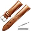 Anddat Genuine Leather Watch Replacement Band, Plain Color, 18mm, 19mm, 20mm, 21mm, 22mm, for Men (21mm, Camel). Stainless Steel, Affordable, Suitable