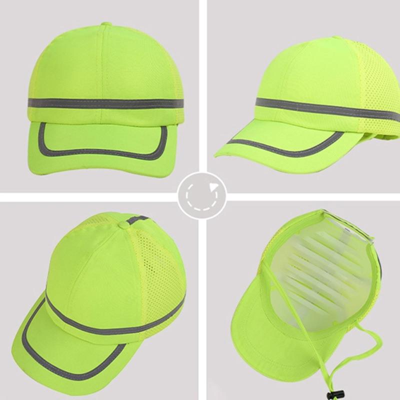Baseball Cap Wide Brim Fluorescent Safety Hat Bright Color Adjustable Size Wide Brim Prevent Sunburn